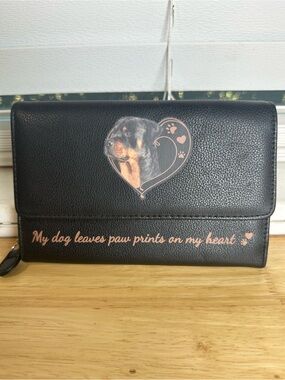 Rottweiler The Bradford Exchange Black Wallet with my dog leaves prints vintage